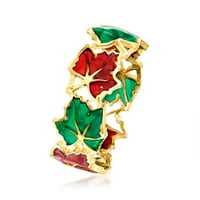 Ross-Simons italijanski crveni i zeleni emajl listov prsten u 14KT žutom zlatu za žensko, odrasle