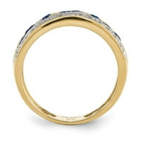 14k žuto zlatni safirni real dijamantski prsten