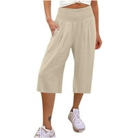Hlače za žene Ljetni modni viseći struk elastične široke noge povremene bagerske pantalone sa džepovima