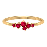 Minimalni rubni prsten za žene za žene, crveni rubin Klaster prstena, 14k žuto zlato, SAD 6,00