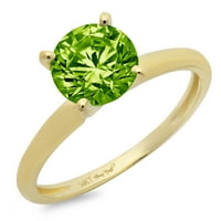 2. CT sjajan okrugli rez Clear Simulirani dijamant 18K žuti zlatni pasijans prsten sz 10.25