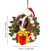 Božićni dekor Božićni pas sa poklonom Bo Ornament Božićno ukrašavanje drva Xmas Tree Hangin DIY Blagoslov