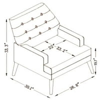 Akcentna stolica, tapecirana fotelja sa gumbom s gumbom koji su uzdužni leđa i niski naslon za ruku,
