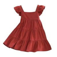 Dječja djeca Dječja dječja posteljina Vintage haljina Ruffle Retro Solid Girl Haljine Boho sundress