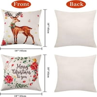 Vorkoi Božićno bacanje jastuk navlake za božićne jelene uzorak ispisanih jastuka Xmas LINEN jastuk za kauču za kauč na razvlačenje