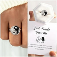 Keusn mojem prijatelju vama i mi srebrni prstenovi dvostruki koloni prsteni za prsten za vjenčani prstenovi za žene prstenovi geometrija zvoni veličine 10
