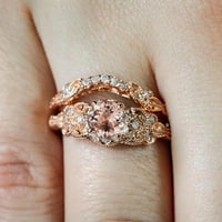1. Carat Round Cut Morgatite Diamond Halo Bridal Wedding Ring Stit sa 18K pozlaćenom