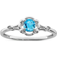 Dizajner Sterling Silver Rodium-Plicks Swiss Blue Topaz & Diam. Prsten napravljen u Kini -Jetuliji slatkim