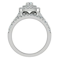 14k bijeli zlatni vjenčani prstenovi set Diamond Bridal setovi jastuk halo stil 1. ctw