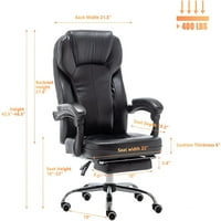 HOMMOW Executive uredska stolica, PU ergonomska stolica za kompjutersku stolu, crna