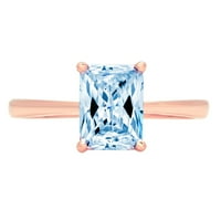 2.0ct smaragdni rez plavi simulirani dijamant 14k ružičasto zlato Angažova za angažman prsten veličine