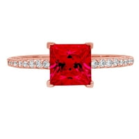 1. CT sjajna princeza Clear Simulirani dijamant 18k Rose Gold Solitaire sa accentima prsten sz 6.5