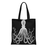 Platno torba zastrašujuće betonsko hobotnice bijeli crni oceani za ponovni torbi za ponovnu upotrebu