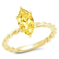 2. CT sjajan markizni rez simulirani žuti dijamant 14k žuti zlatni pasijans prsten sz 6.75