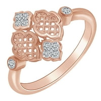 0. Carat okrugli oblik bijeli prirodni dijamantski vintageni stil zaručni prsten 10K čvrstog ruža zlata