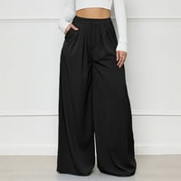 Naseljeni ponude Danas Youmao Ženske široke patentne pantalone za žene Casual-High Squaist rastezljive