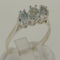 10k bijeli zlatni prirodni akvamarinski ženski godišnjički prsten - veličina 10.25
