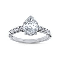 Carat 8x kruška i okrugla laboratorija kreirala je moissanite dijamantni vjenčani prsten u 14k bijelo zlato preko srebrne venke za vjenčanje od srebra za žene -9