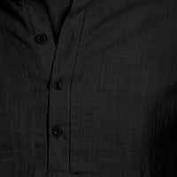 Muška majica Muška casual bluza Pamučna posteljina majica Loose vrhovi kratkih rukava majica crne s