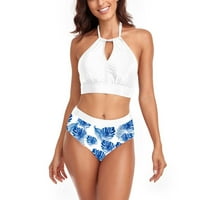 Caveitl bikini setovi za žene, ženska modna tiskana udobna labava kupaćim kupaćim kupaćim bluzom casual