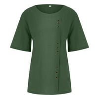 Pyju Plus size pamučna bluza za žene, ljetni kratki rukav ljetni gornji vrhovi vrata za vrat dolje majice,