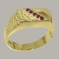 Britanci napravio 14k žuto zlatni prsten sa prirodnim rubinim rubinim rubnim prstenom - Veličine opcije