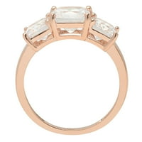 4. CT kvadrat smaragdni rez prozirni simulirani dijamant 18k ružičasto zlato Angažovanje kamena prstena