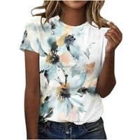 Lisgai cvjetne majice za žene Trendy, ženske vrhove i bluze žene Žene Ljetne casual tiskane majica kratkih