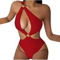 Jedno rame za kupaće za ženske kupaće odijelo za izrezivanje jednog kupaćeg kostima seksi o prsten patchwork