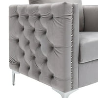 Moderna baršunasto fotelja tufastog tastera akcentna stolica sa čeličnim nogama za dnevnu sobu spavaću