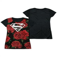 Superman DC stripovi karakter ruže Shield simbol juniors crna leđa majica tee