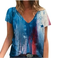 Čišćenje Ženske američke košulje za zastave 4. srpnja Majice Majice Kratki rukav Seksi V-izrez Patriotske
