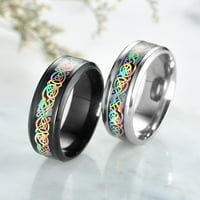 Taluosi Unise Ring Wide glatka površina nehrđajućeg čelika Šareni zasljepljujući uzorak prsten modni