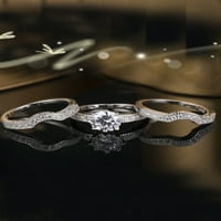 Devuggo Žene Sterling Silver CZ Angažovanje vjenčanog prstena set muških nehrđajućih čelika