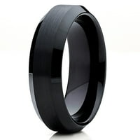 Crni četkani volfram Carbide Vjenčani prsten Polirani ivice za okupljanje Muški ženski opseg