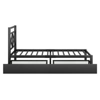 Twin Metal platforma Kreveti sa pločama, moderna platforma s uzglavljenim uz uzglavlje i metalne letvice,