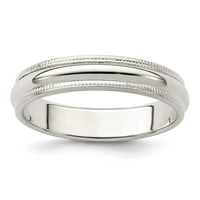 Čvrsto srebrna srebrna obična klasična kupola Milgrain vjenčani prsten veličine 6,5