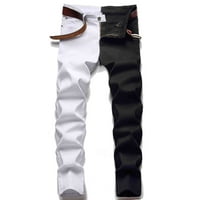 Muške trendi blok bloka u boji Slim-Fit traper casual pantalone za muškarce bijele veličine m