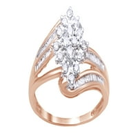 Bijeli prirodni dijamantski klaster prsten u zlatu od 10k ruža