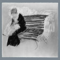 Žena na klupi za plakat Print Mary Cassatt