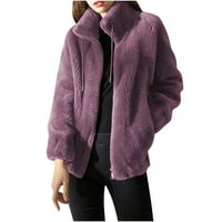Oieyuz jesen zimski kaput za žene klasične jakne od čvrstog u boji mekana izlazna odjeća sa džepovima