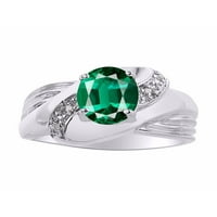 * Rylos jednostavno elegantan prekrasan zeleni smaragdni i dijamantni prsten - maj rodystone *