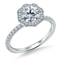 Moissnitni zaručnički prsten za žene 2. CTS okrugli rez dragulj prsten moissitna godišnjica poklon 18k bijeli pozlaćeni prsten