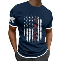Muške majice Dan nezavisnosti Američka zastava Print Dvostruki sloj Slobodno vrijeme Sports Comfy Crew