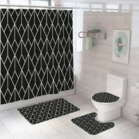 3D geometrija umjetničke kupaonice zavjese za zavjese za tuširanje moderne pruge apstraktni rug za kupanje