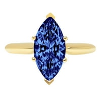 2.5ct Marquise rez plavi simulirani tanzanite 14k žuti zlatni godišnjički angažman prsten veličine 9.25