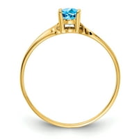 Čvrsta 14k žuto zlato 6x ovalni simulirani plavi prsten Topaz