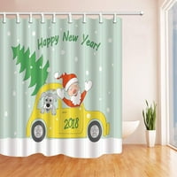 XMasfor Santa Claus s puppinskom i božićnom drvetom u retro kamionu poliesterska tkanina kupaonica za