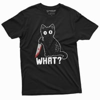Funny Halloween majica Što ubojica mačka s krvavom nožem Humor majica sarkastični tee