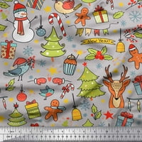 SOIMOI pamučna patch tkanina poklon kutija, snjegović i stablo božićne tkanine od dvorišta široko